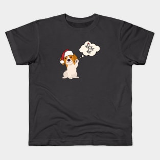 Santa Beagle Dog with Ho Ho Ho Sign Christmas Theme Kids T-Shirt